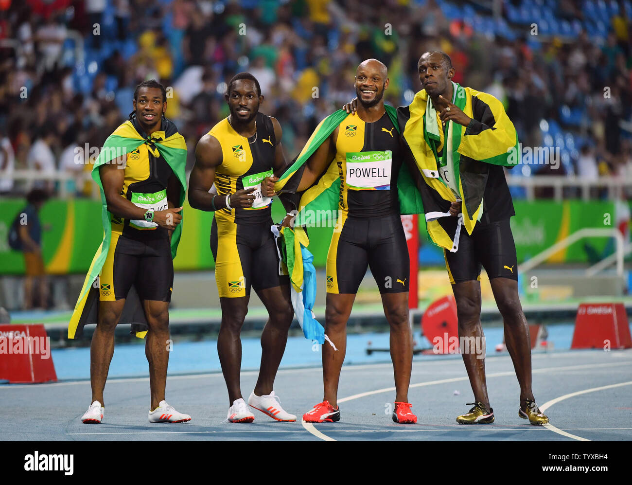 Jamaicas yohan blake celebrates winning the mens 100m final hires