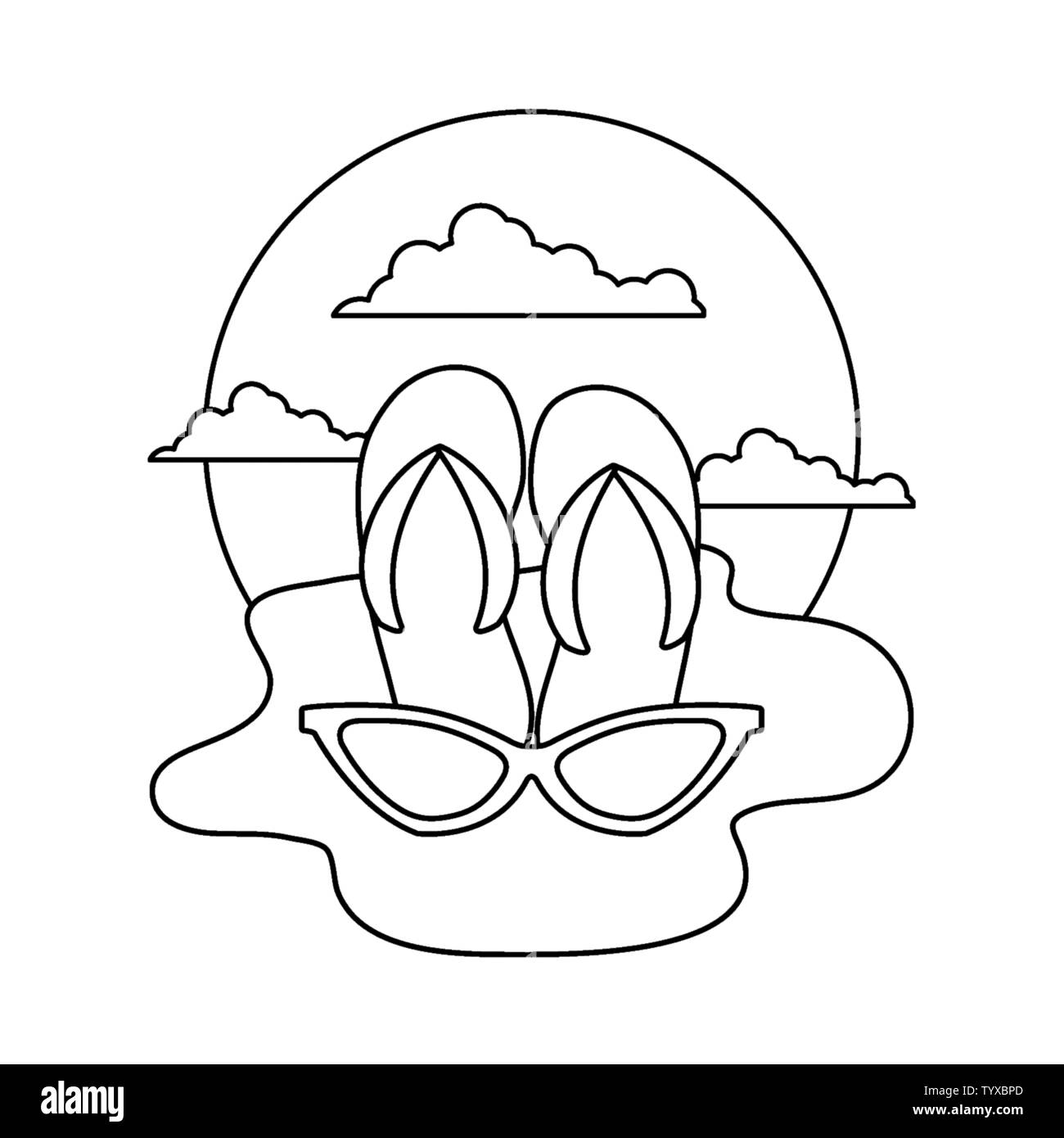 flip flops with sunglasses in the beach vector illustration design ...
