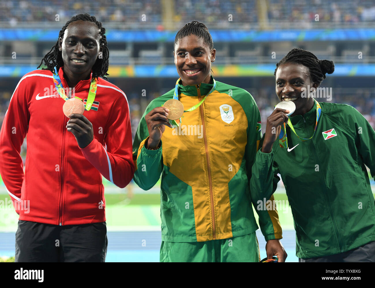 Silver medalist Francine Niyonsaba of Burundi, gold medalist Caster