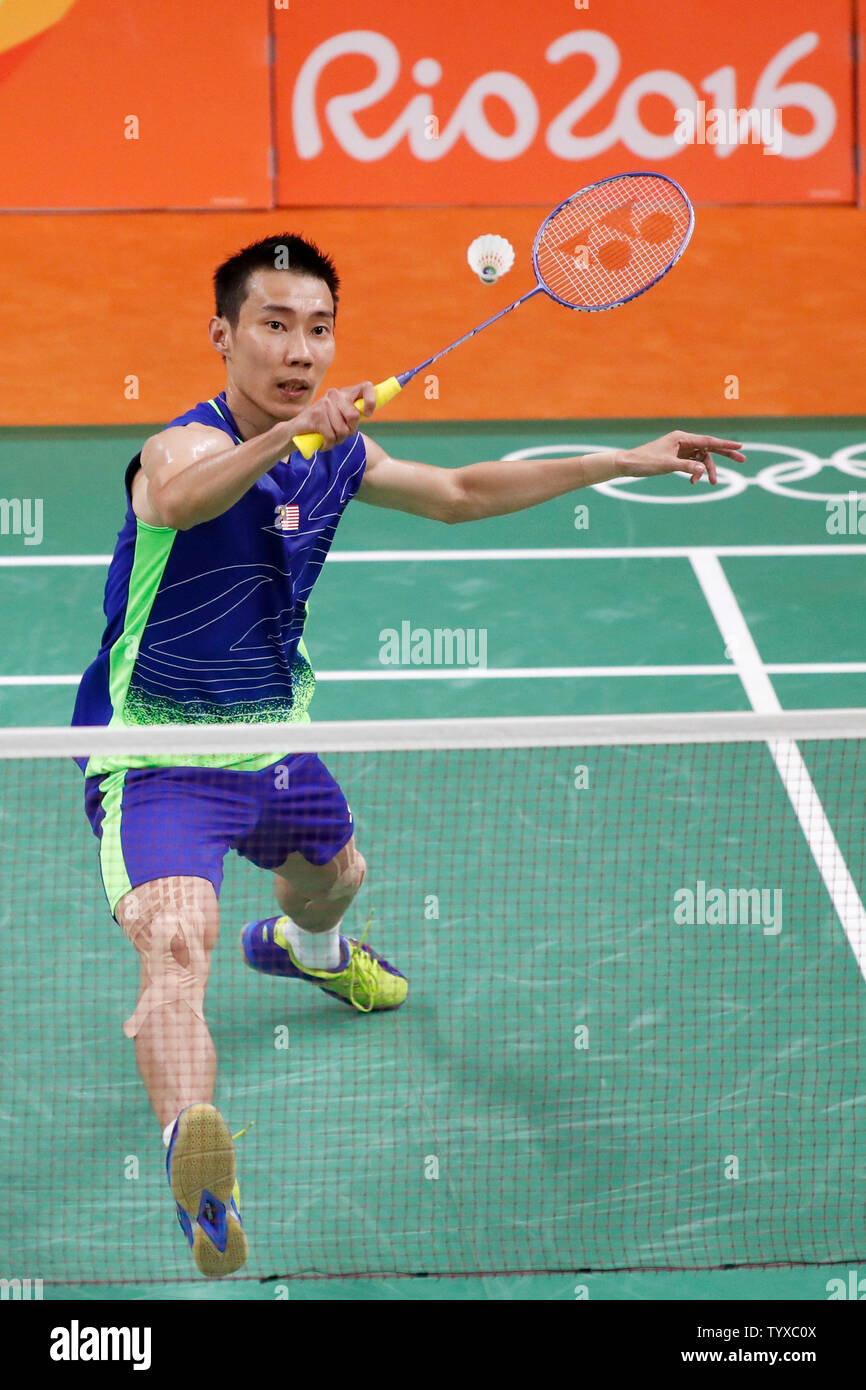 Malaysia's Chong Wei Lee takes on China's Long Chen (not pictured) in the Men's Badminton Singles gold medal match at the 2016 Rio Summer Olympics in Rio de Janeiro, Brazil, on August 20, 2016. Chen defeated Lee to win the gold medal.    Photo by Matthew Healey/UPI Stock Photo