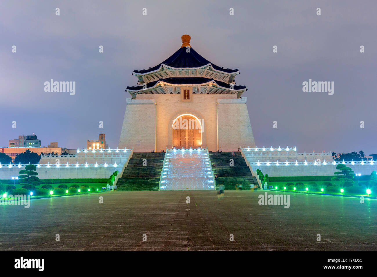 Night view of Zhongzheng Memorial Hall in Taipei, Taiwan Stock Photo