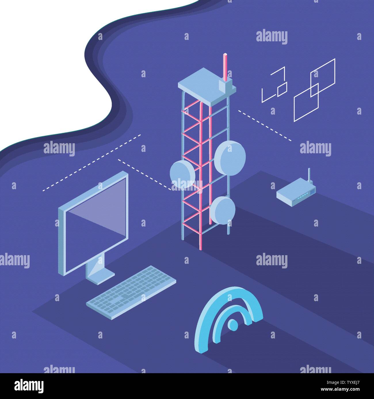 Icon set design, Digital technology communication social media internet ...