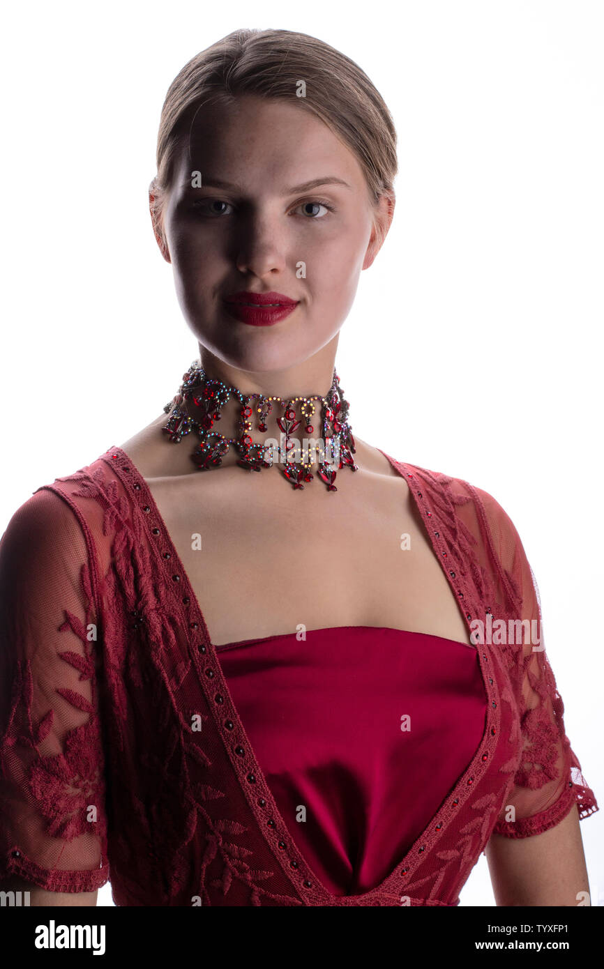 Glamorous woman in red dress hi-res stock photography and images - Alamy