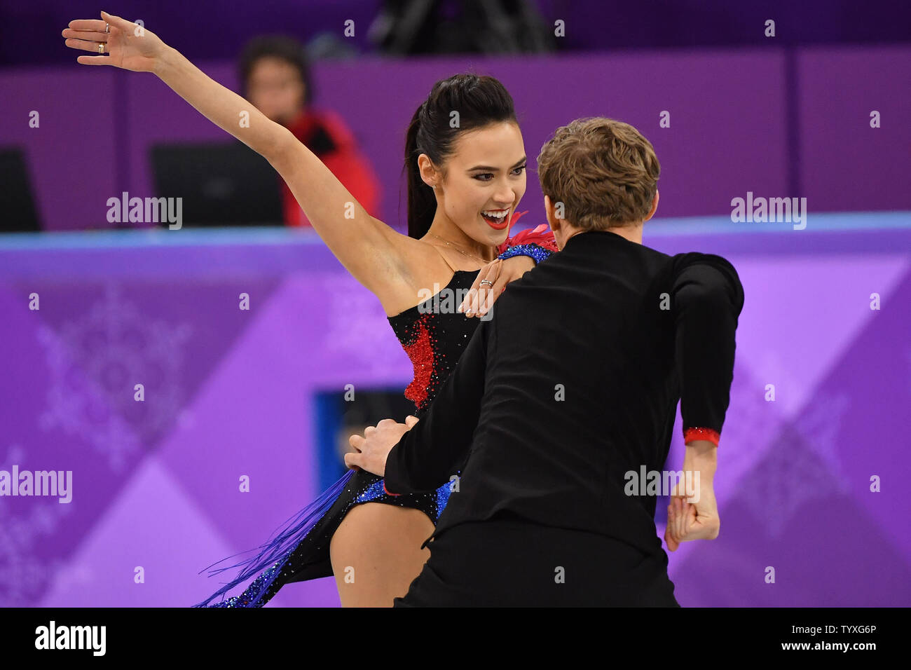 Madison Chock and Evan Bates of the United States competes in Ice