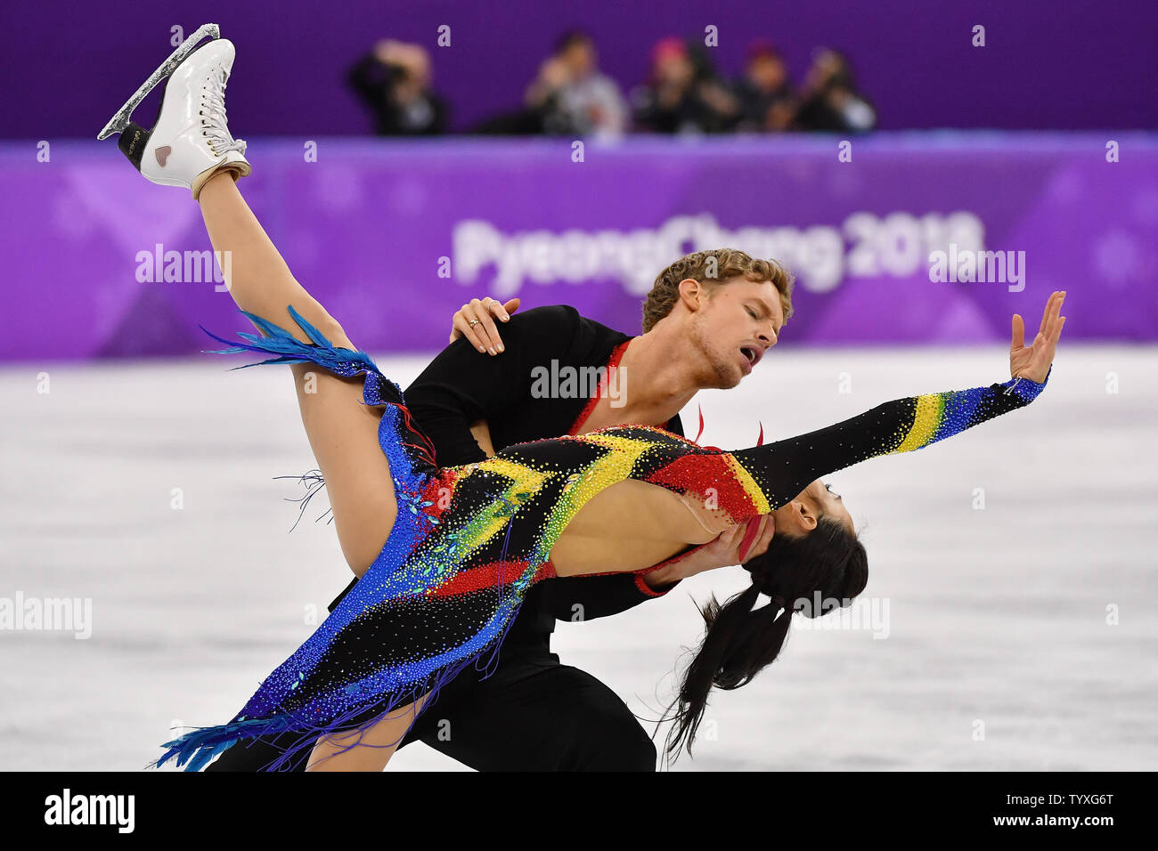 Madison Chock and Evan Bates of the United States competes in Ice