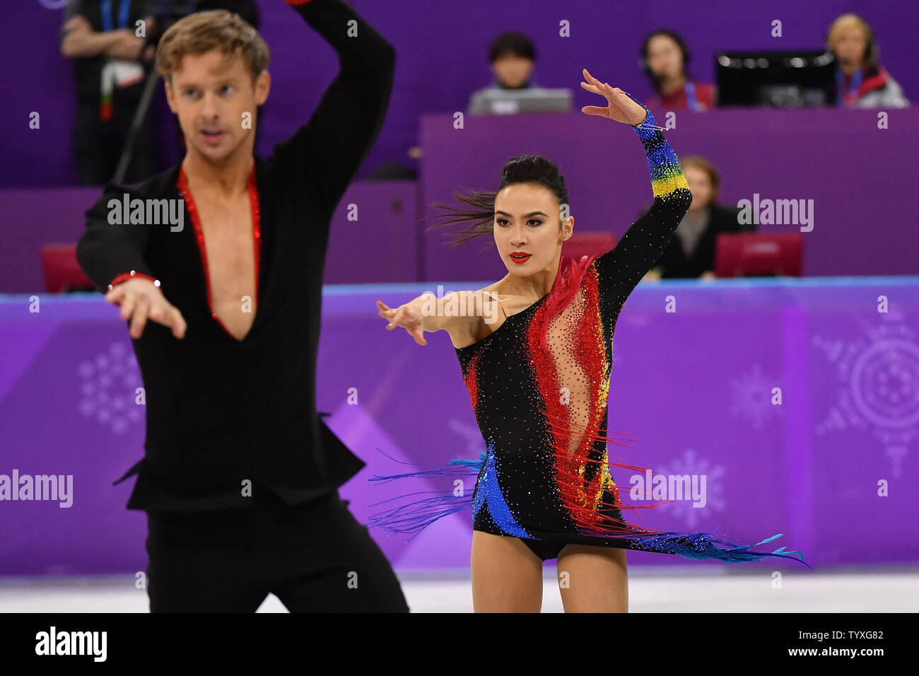 Madison Chock and Evan Bates of the United States compete in Ice