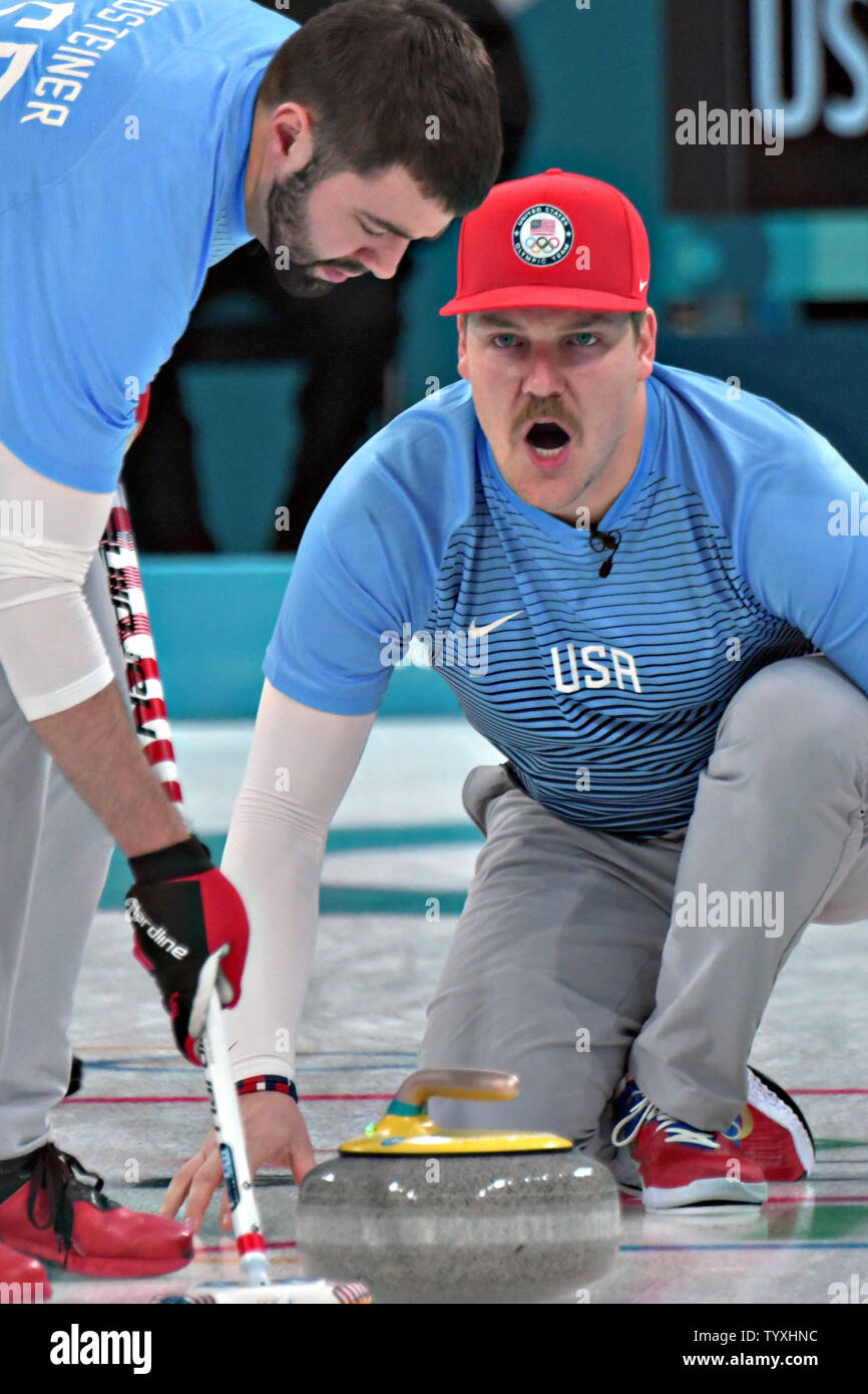 Matt Hamilton Of The United States Watches His Shot During The Men S Curling Finals At The Pyeongchang 18 Winter Olympics In The Gangneung Curling Centre In Gangneung South Korea On February 24 Matt Hamilton Of The United States Watches His Shot During The Men S Curling Finals At The Pyeongchang 18 Winter Olympics In The Gangneung Curling Centre In Gangneung South Korea On February 24
