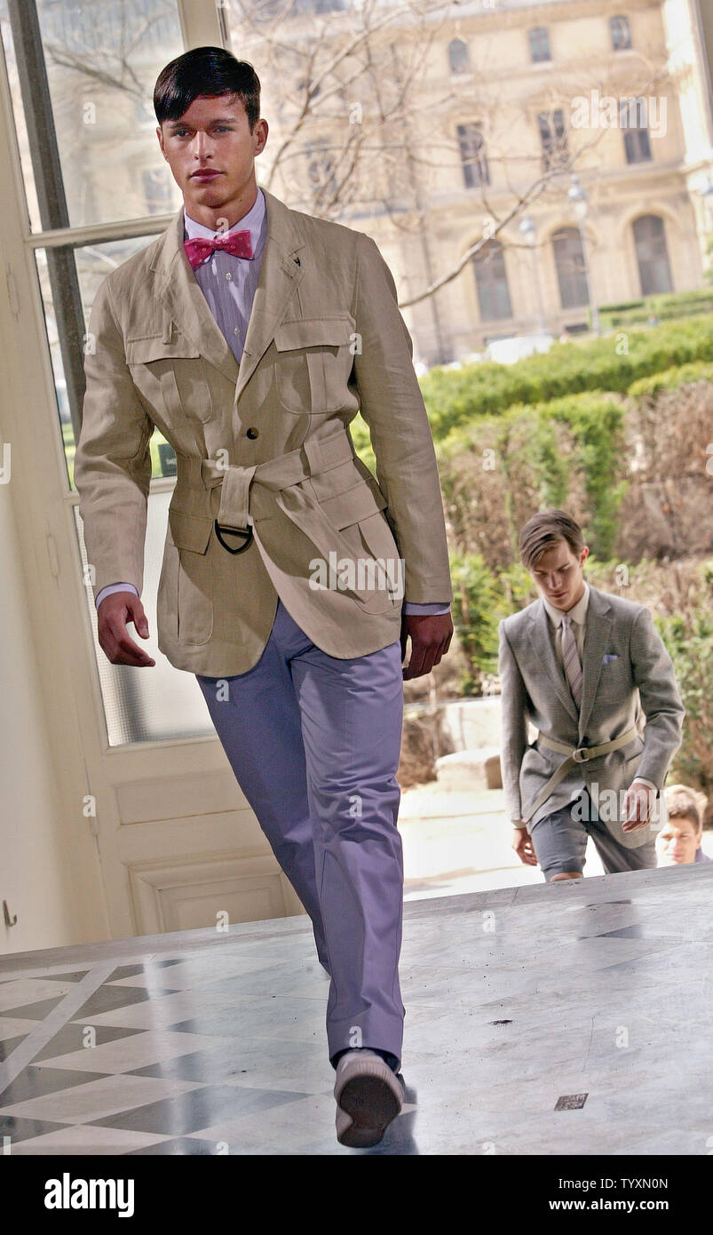 A model displays a creation by French designer Jean-Paul Gaultier