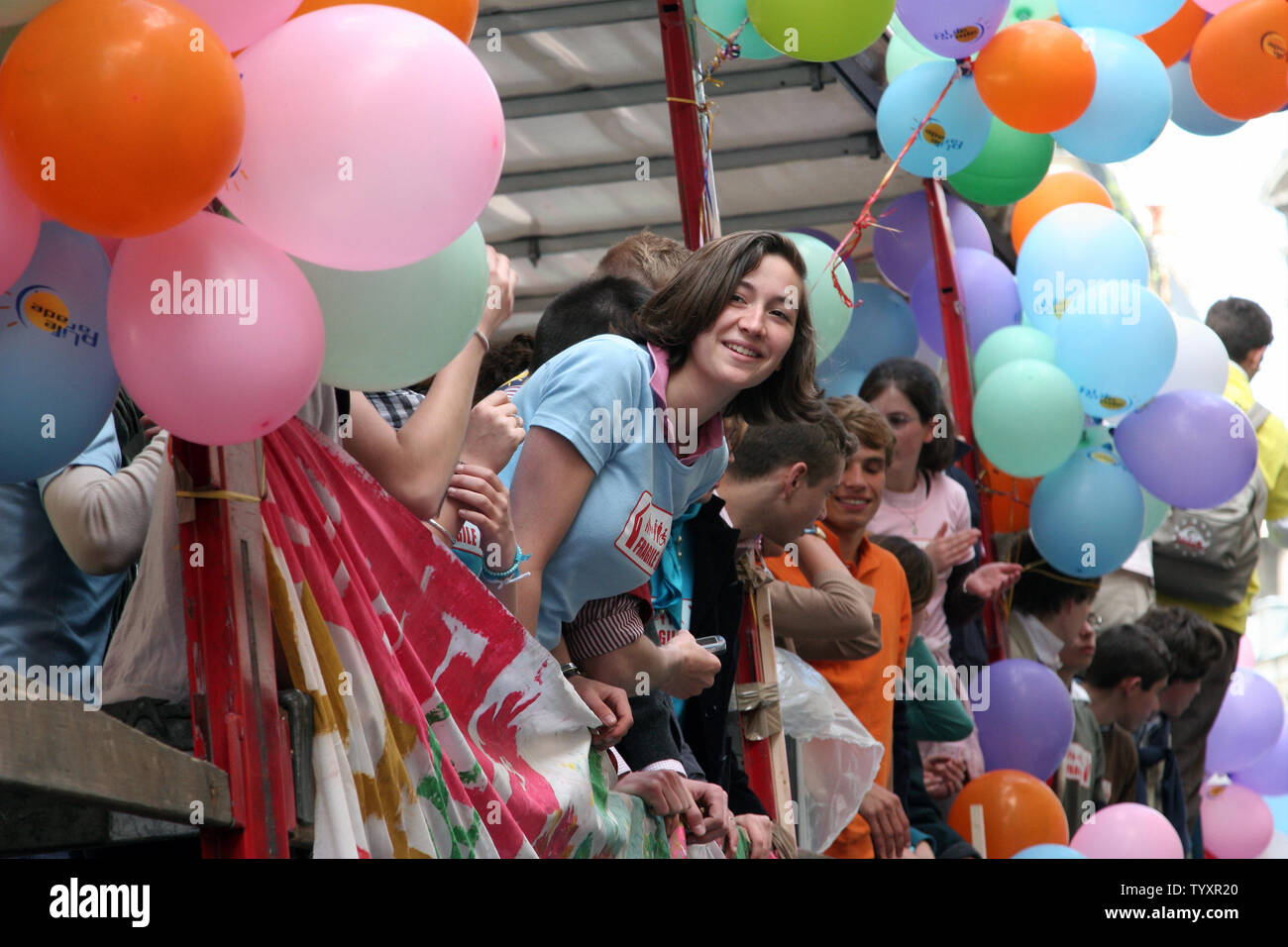 About 2,000 youths participate in the second annual Life Parade through Paris May 20, 2006, organized by conservative Catholic anti-abortion pro-family associations.   (UPI Photo/William Alix) Stock Photo