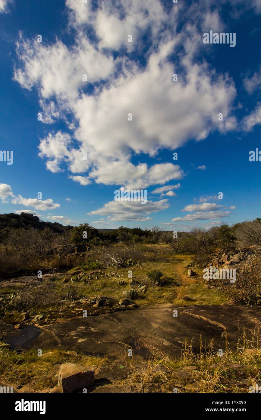 Inks Lake State Park, blue skies with clouds Stock Photo