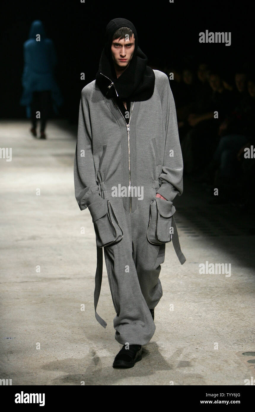 A model wears an outfit by Japanese fashion designer Junn J. during the Men  High Fashion collection presentations in Paris, January 21, 2010. UPI/Eco  Clement Stock Photo - Alamy