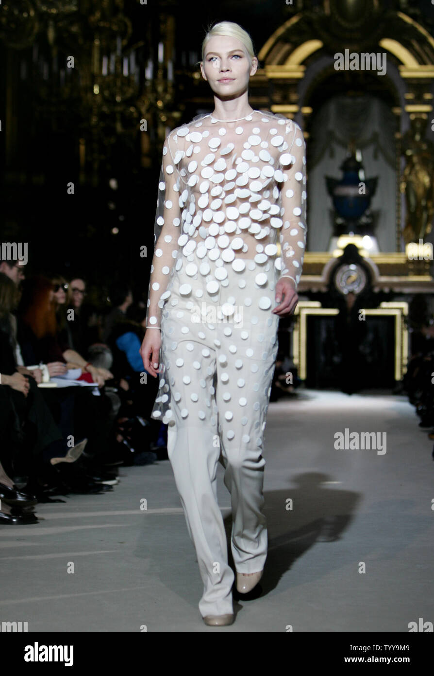 A model wears a Stella McCartney creation during the Fall Winter 2012 ready to wear collection presentations as part of Paris Fashion Week March 7 2011. UPI Eco Clement Stock Photo Alamy