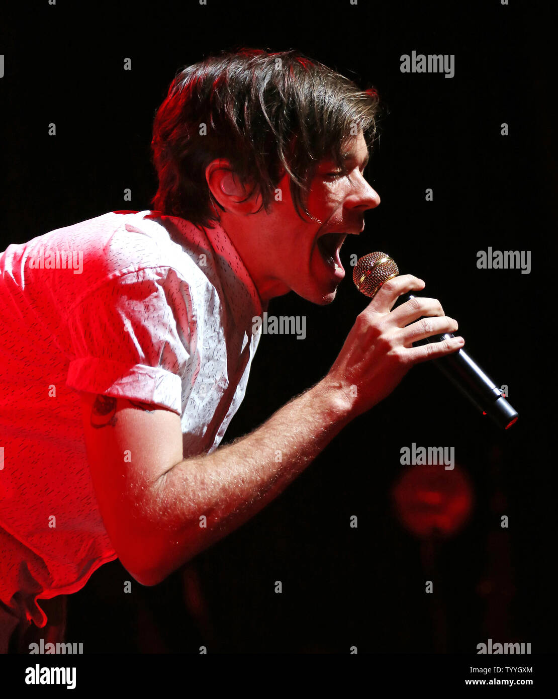 Nate Ruess of the American indie pop band Fun performs in concert at ...