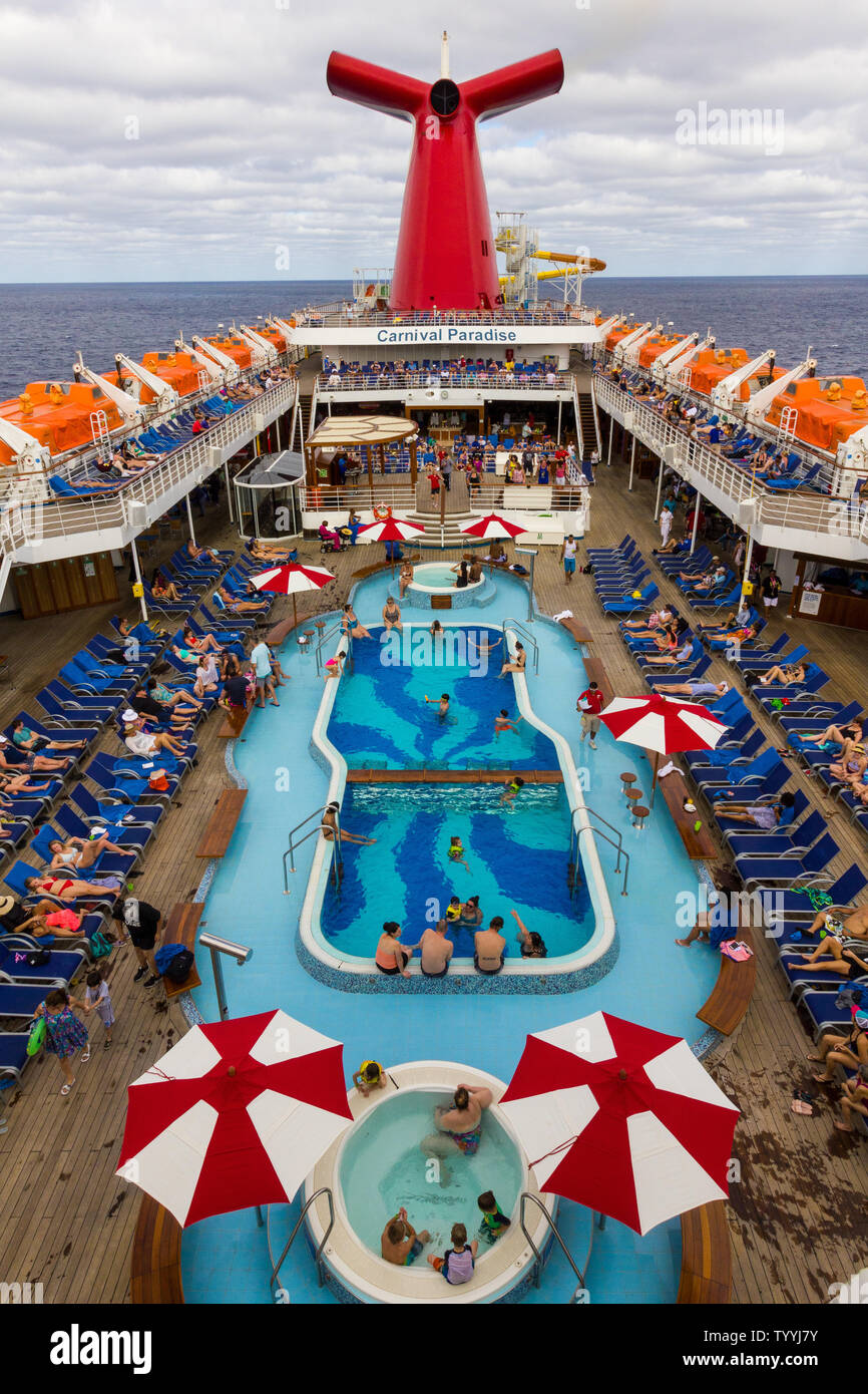 Overhead view of Pool area on on Carnival Cruise ship in Caribbean Stock  Photo - Alamy