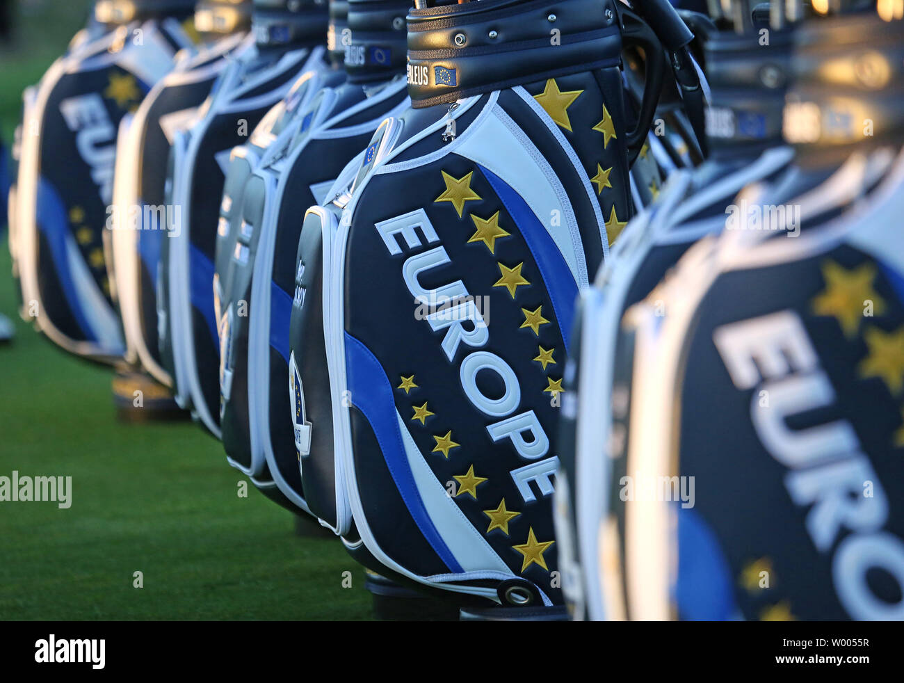 Ryder Cup European team golf bags are seen at Le Golf National in  Guyancourt near Paris on September 25, 2018. Photo by David Silpa/UPI Stock  Photo - Alamy