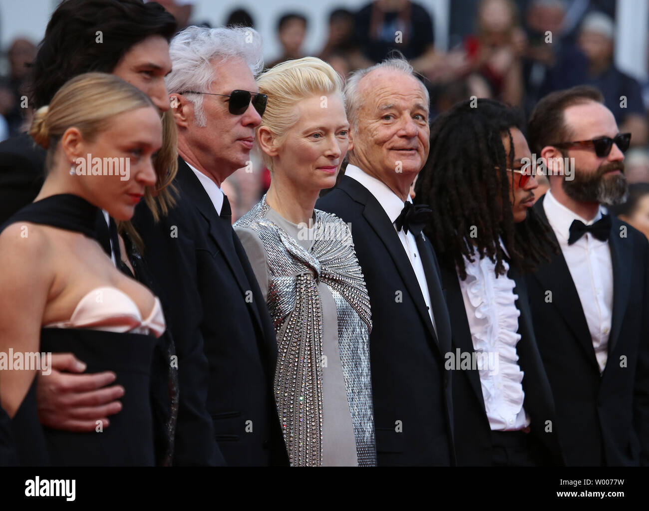 (From L to R) Chloe Sevigny, Adam Driver, Jim Jarmusch, Tilda Swinton, Bill Murray, Luka Sabbat and Carter Logan arrive on the red carpet before the screening of the film 'The Dead Don't Die' at the opening of the 72nd annual Cannes International Film Festival in Cannes, France on May 14, 2019.  Photo by David Silpa/UPI Stock Photo