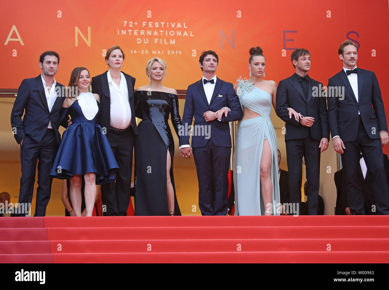 (From L to R)  Arthur Harari, Laure Calamy, Justine Triet, Virginie Efira, Niels Schneider, Adele Exarchopoulos, Gaspard Ulliel and Paul Hamy arrive on the red carpet before the screening of the film 'Sybil' at the 72nd annual Cannes International Film Festival in Cannes, France on May 24, 2019.  Photo by David Silpa/UPI Stock Photo