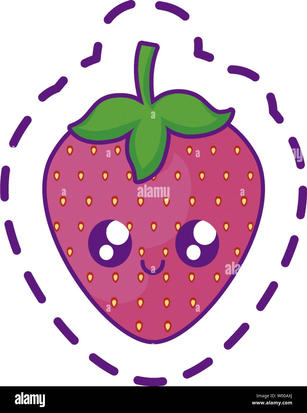 patch of delicious strawberry fruit kawaii character vector ...