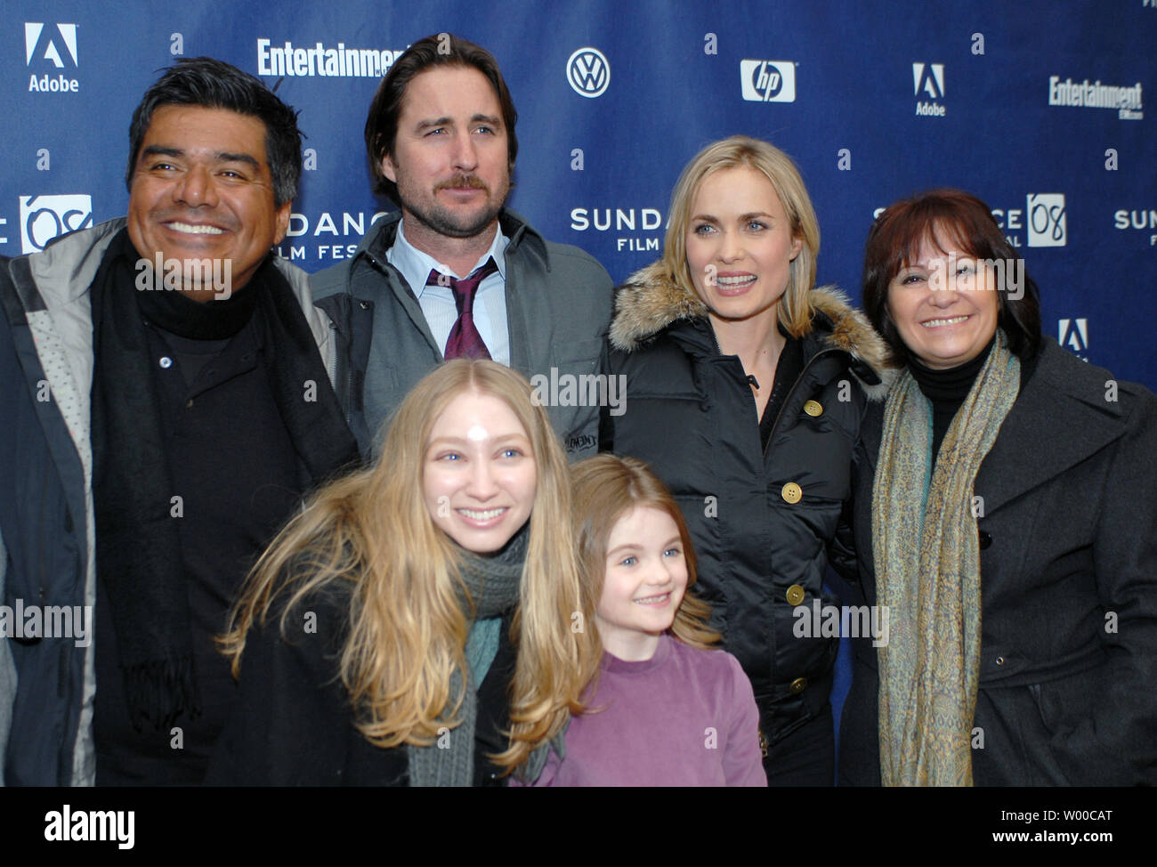 Actors George Lopez, Luke Wilson, actresses Radha Mitchell, Adriana Barraza  (L to R) back), Rachel Seiferth, and Morgan Lily (L to R front) attend the  premiere of their film 