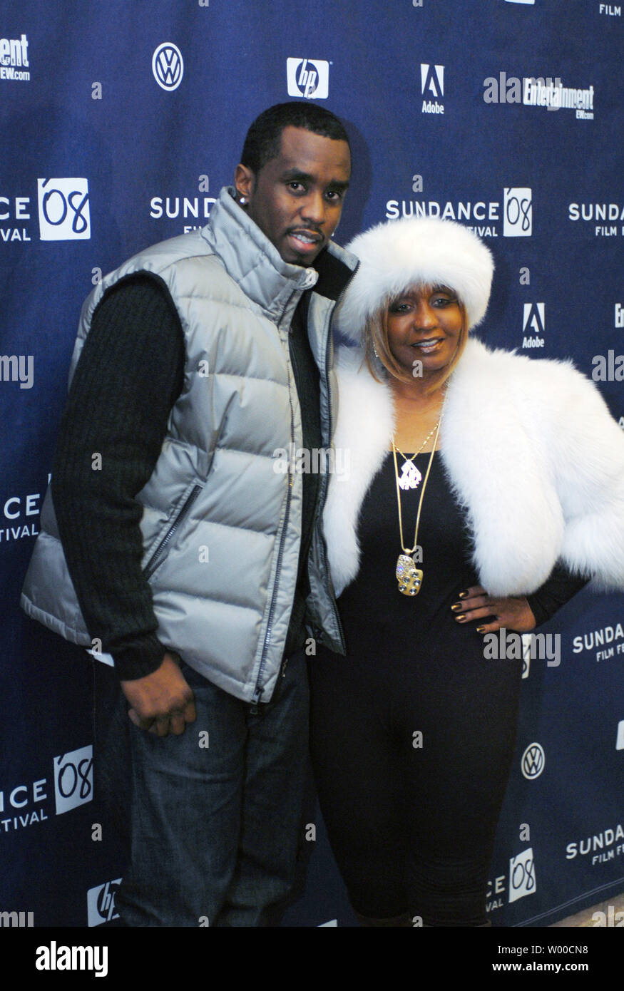 Sean Combs (L) and his mother Janice Combs attend the premiere of his film 'A Raisin in the Sun' at the Eccles Theater during the Sundance Film Festival in Park City, Utah on January 23, 2008. (UPI Photo/Alexis C. Glenn) Stock Photo