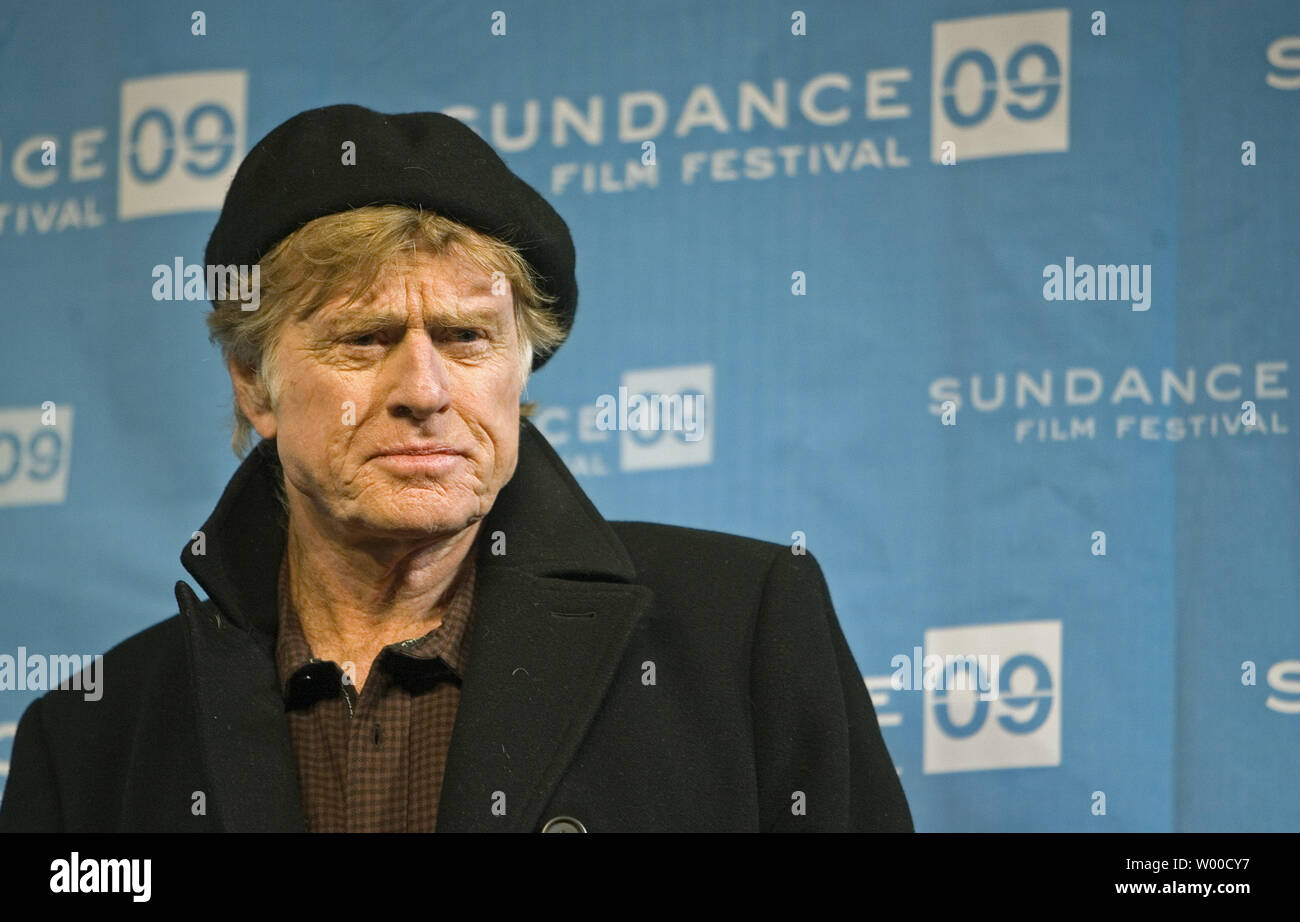 Robert Redford, President and Founder of the Sundance Institute, arrives for the opening day press conference at the 2009 Sundance Film Festival in Park City, Utah on January 15, 2009. The festival is celebrating its 25th anniversary.   (UPI Photo/Gary C. Caskey) Stock Photo