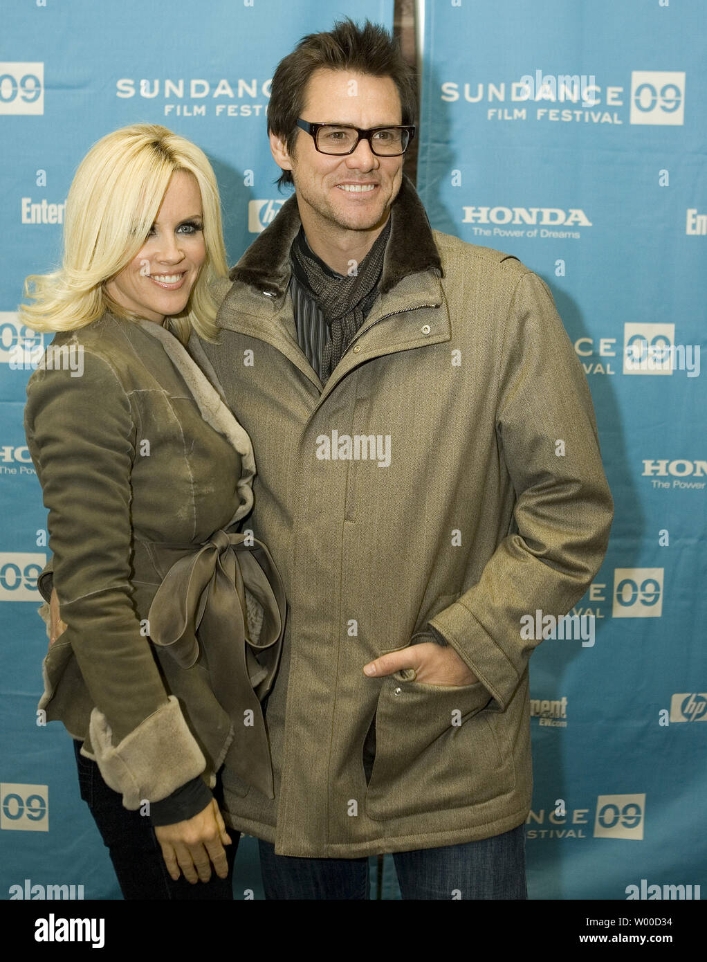 Jim Carrey and Jenny McCarthy attend the premiere of 'I Love You Phillip Morris' at the 2009 Sundance Film Festival in Park City, Utah on January 18, 2009. The festival is celebrating its 25th anniversary.   (UPI Photo/Gary C. Caskey) Stock Photo