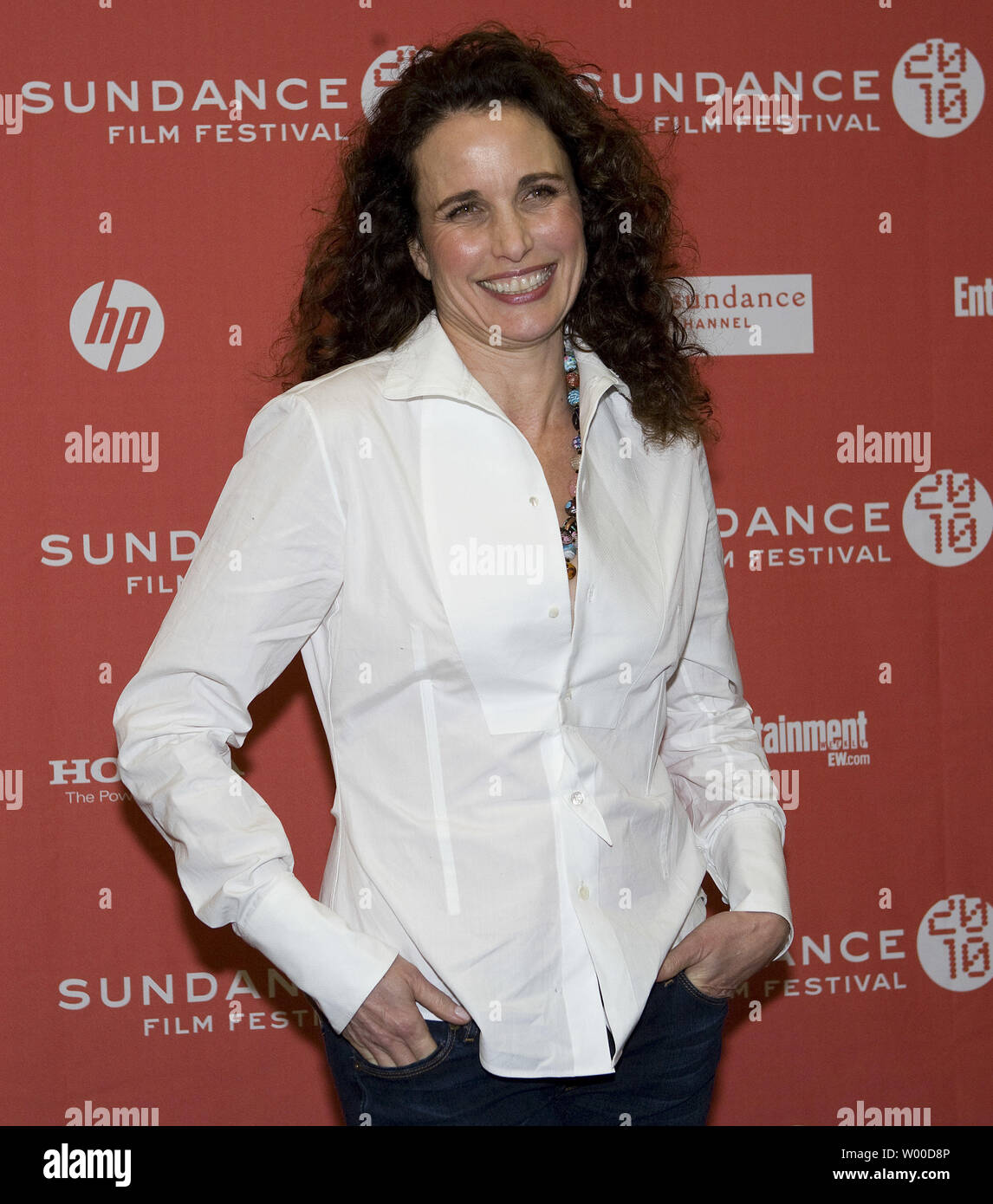 Andie McDowell arrives for the world premiere of 'Howl' at the 2010 Sundance Film Festival on January 21, 2010 in Park City, Utah.         UPI/Gary C. Caskey.. Stock Photo