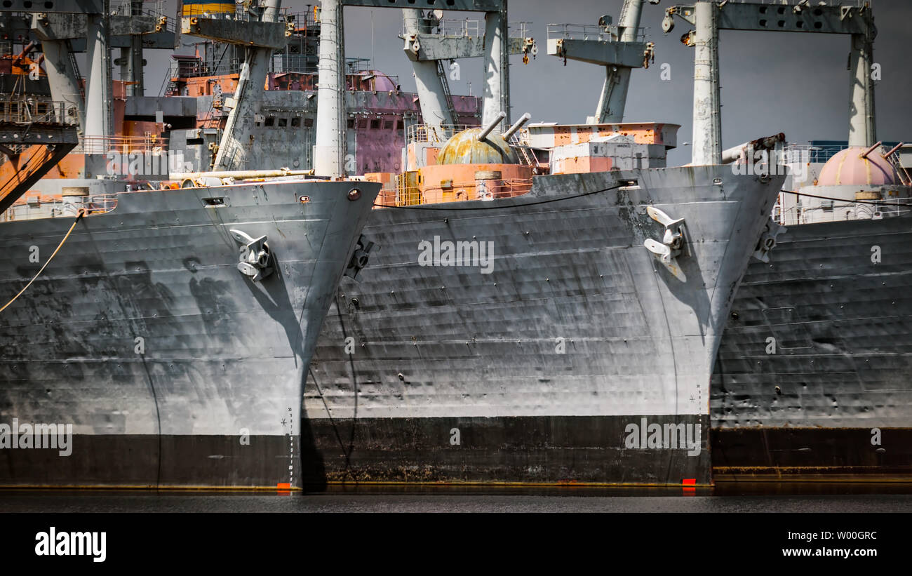 Navy ships, sometimes called the "mothball fleet", in