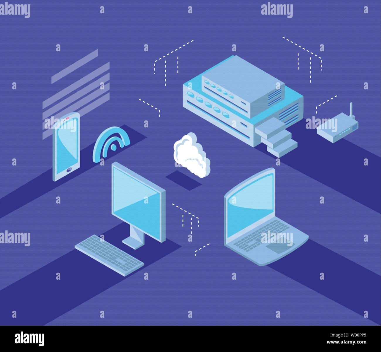 Icon set design, Digital technology communication social media internet ...