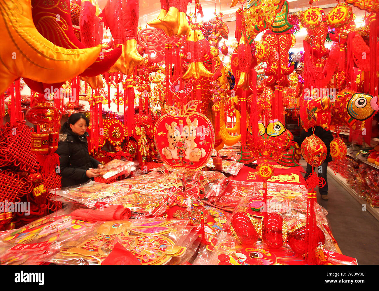 Chinese Shop Are Newly Decked Out With Traditional Chinese Lunar New Year Merchandise And Decorations All Designed To Bring Good Luck In The Coming Year Of The Rabbit Starting Next Month In
