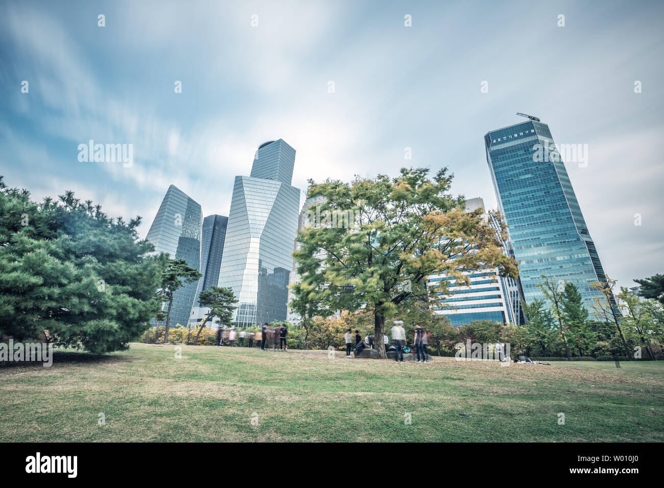 modern office buildings in seoul in cloud sky from Stock Photo - Alamy