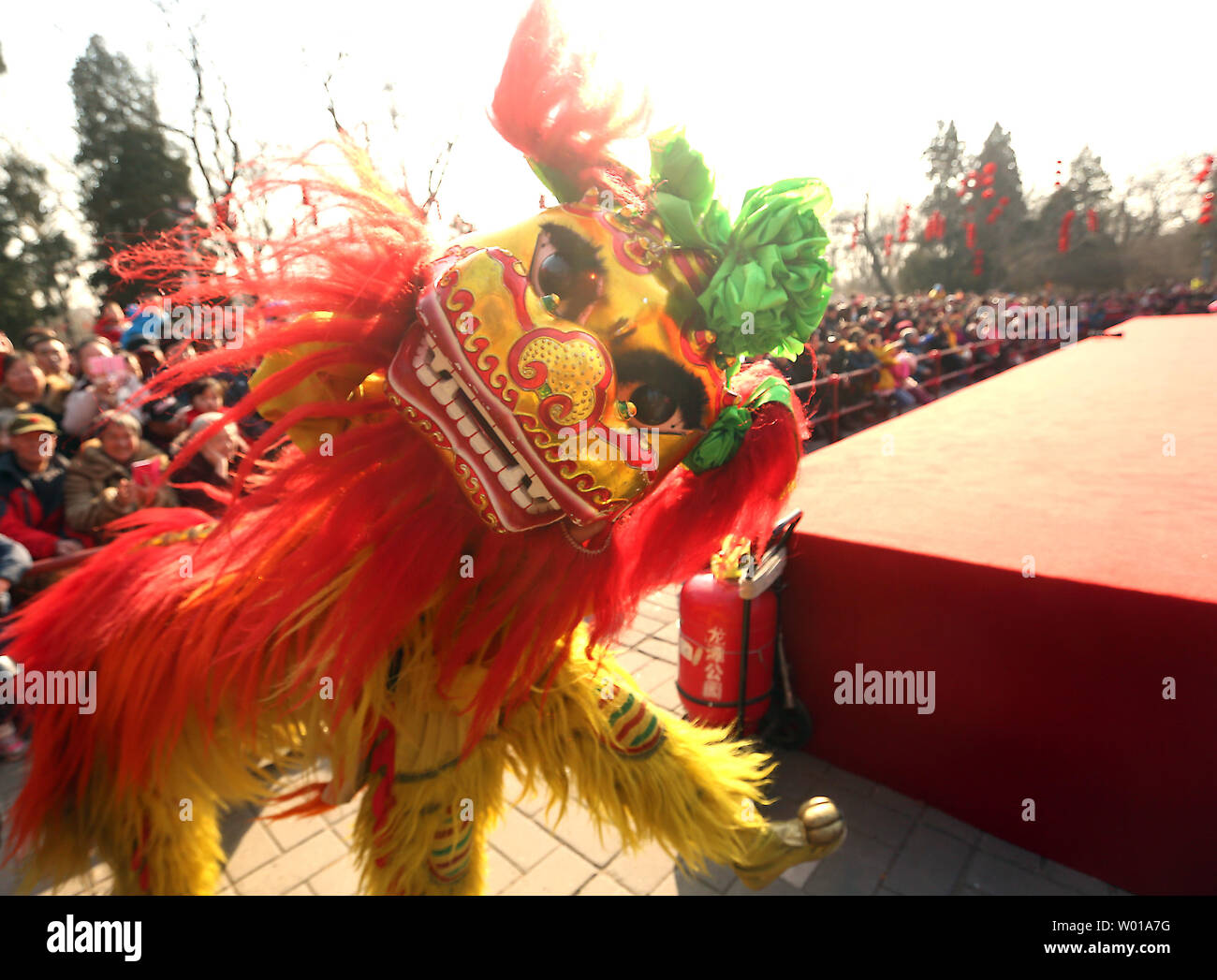Chinese perform at a Spring Festival fair in Beijing on February 10, 2016.  About a fourth of the planet's population will be on the move as China celebrates the Year of the Fire Monkey this week.  Nearly 1.4 billion Chinese will begin the largest annual migration on Earth rushing home for China's most important holiday.    Photo by Stephen Shaver/UPI Stock Photo