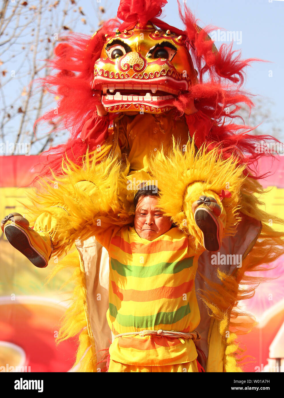 Chinese perform at a Spring Festival fair in Beijing on February 10, 2016.  About a fourth of the planet's population will be on the move as China celebrates the Year of the Fire Monkey this week.  Nearly 1.4 billion Chinese will begin the largest annual migration on Earth rushing home for China's most important holiday.    Photo by Stephen Shaver/UPI Stock Photo