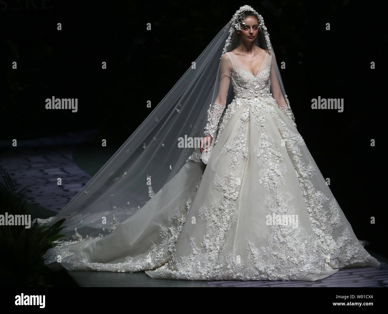 European models wear dresses from the Jusere bridal collection