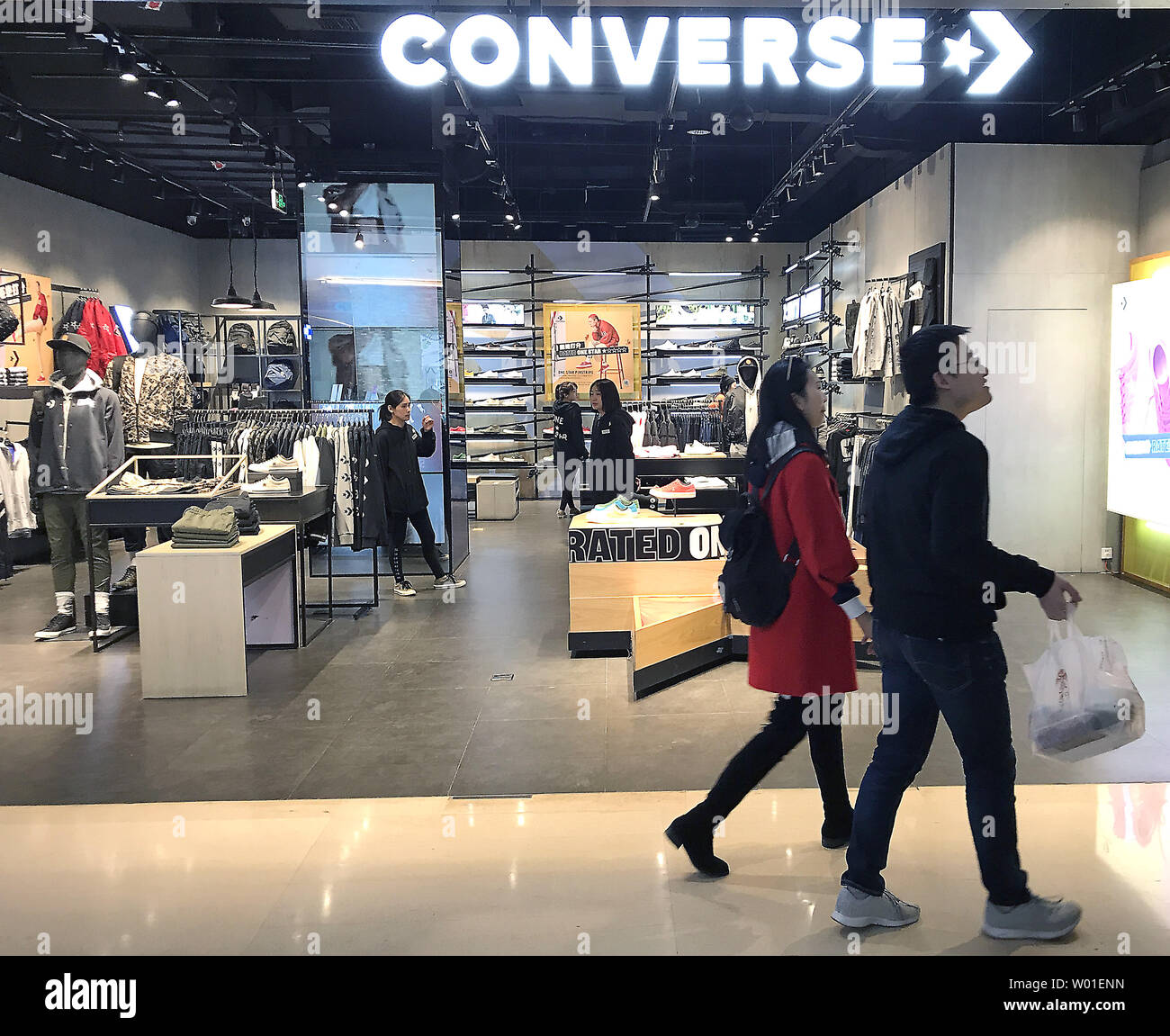U.S.-based Converse clothing giant recently opened a store in Beijing on  April 3, 2018. China says ti will respond to any new trade tariffs by the  U.S. with measures of the same