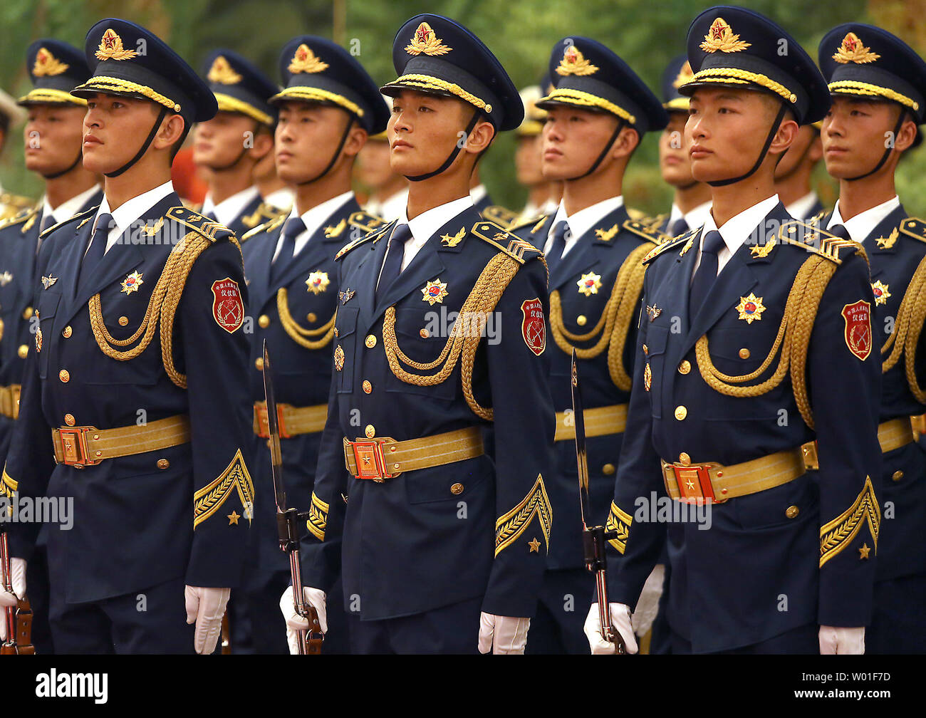 Peoples' Liberation Army (PLA) soldiers arrive to perform honor guard ...