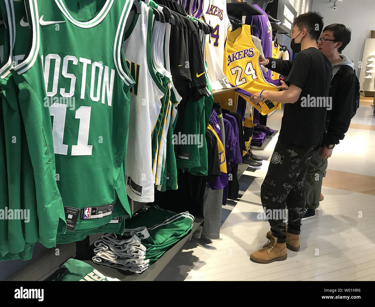 Chinese shop at the largest NBA store outside of North America recently  opened in Beijing on April 19, 2019. The appetite for official NBA products  continues to grow in China, with the