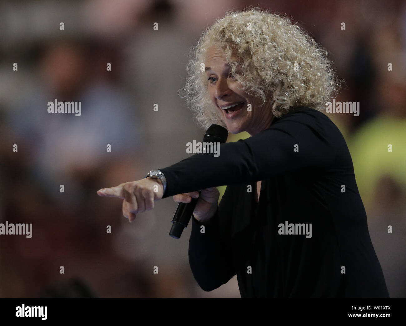 Singer Carole King rehearses during Day four of the Democratic National Convention at Wells Fargo Center in Philadelphia, Pennsylvania on July 28, 2016.  Democrat Hillary Clinton will face Republican Donald Trump in the national election.   Photo by Ray Stubblebine/UPI Stock Photo