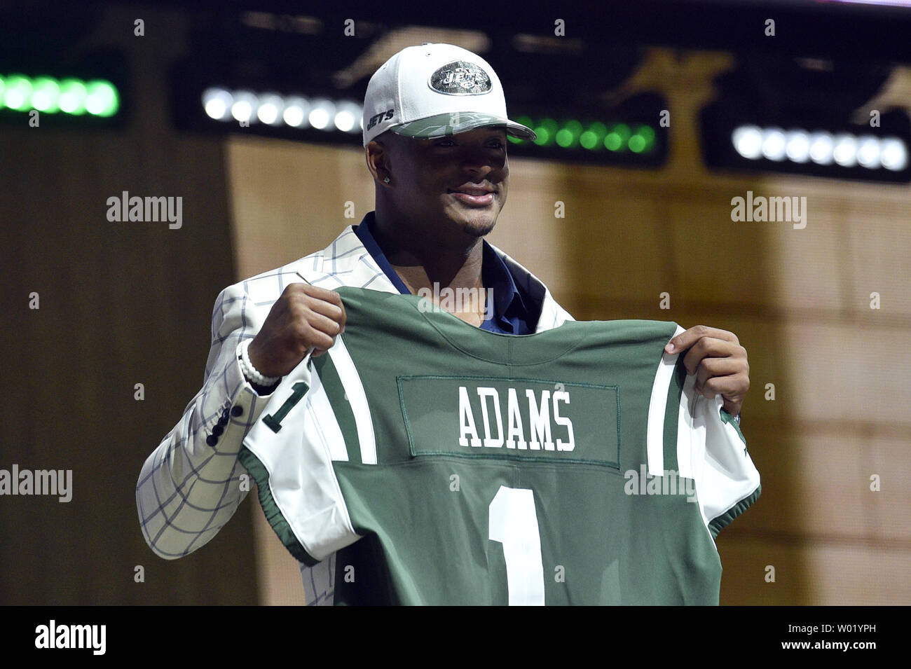 Jamal Adams poses for photographs after being selected by the New York Jets as the sixth overall pick in the 2017 NFL Draft at the NFL Draft Theater in Philadelphia, PA on April 27, 2017. The 82nd NFL Draft returned to Philadelphia for the first time in more than 50 years and runs from April 27-29. Photo by Derik Hamilton/UPI Stock Photo