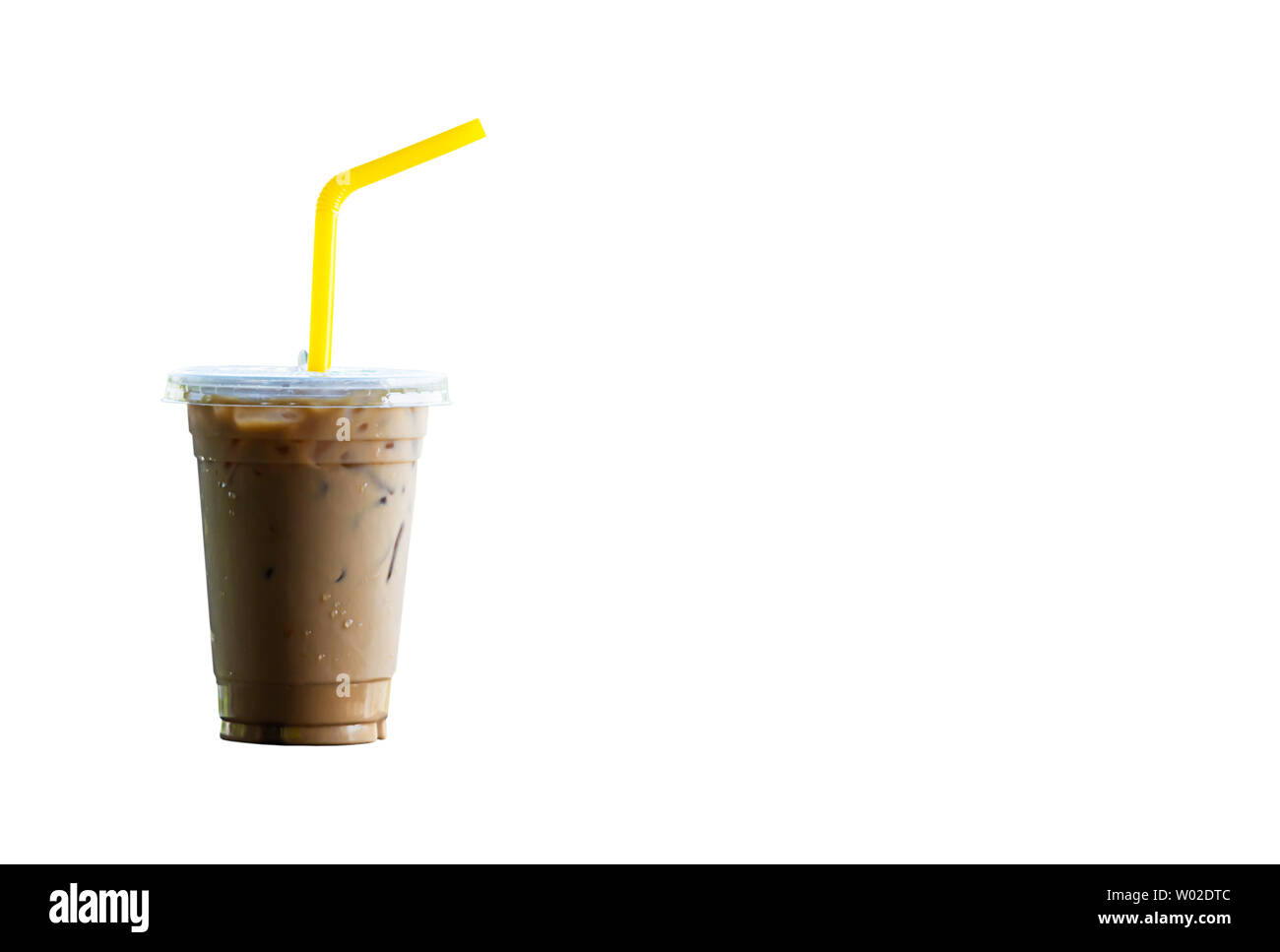 Iced coffee in a plastic glass on a white background with clipping path. Stock Photo