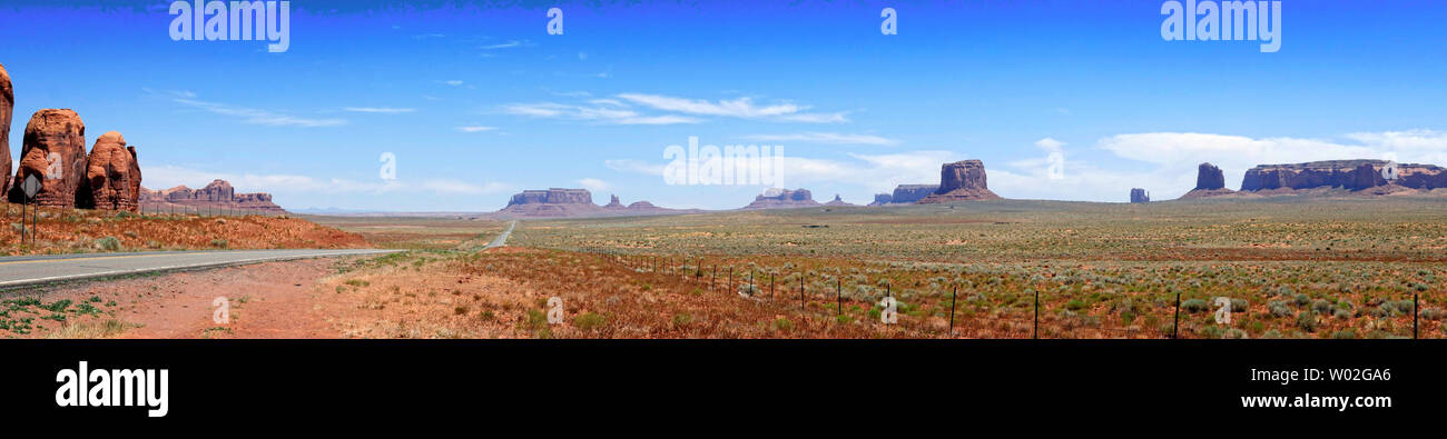 View of Monument Valley tribal park from HWY 163 Arizona USA Stock Photo