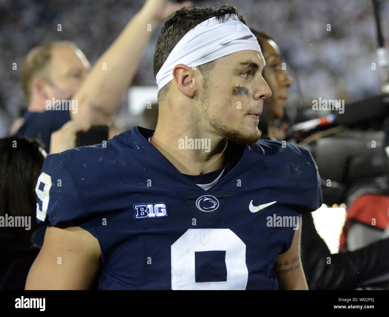 Penn State Nittany Lions quarterback Trace McSorley (9) leaves the field following Ohio State Buckeyes 27-26 victory at Beaver Stadium in State College , Pennsylvania on September 29, 2018. Photo by Archie Carpenter/UPI Stock Photo