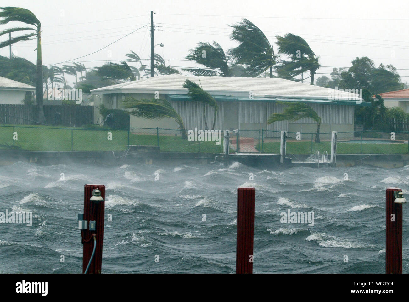 Hurricane Wilma hits south Florida October 24, 2005 with catagory 3 winds, causing widespread damage, power outages, and flooding.  (UPI Photo/Susan Knowles) Stock Photo