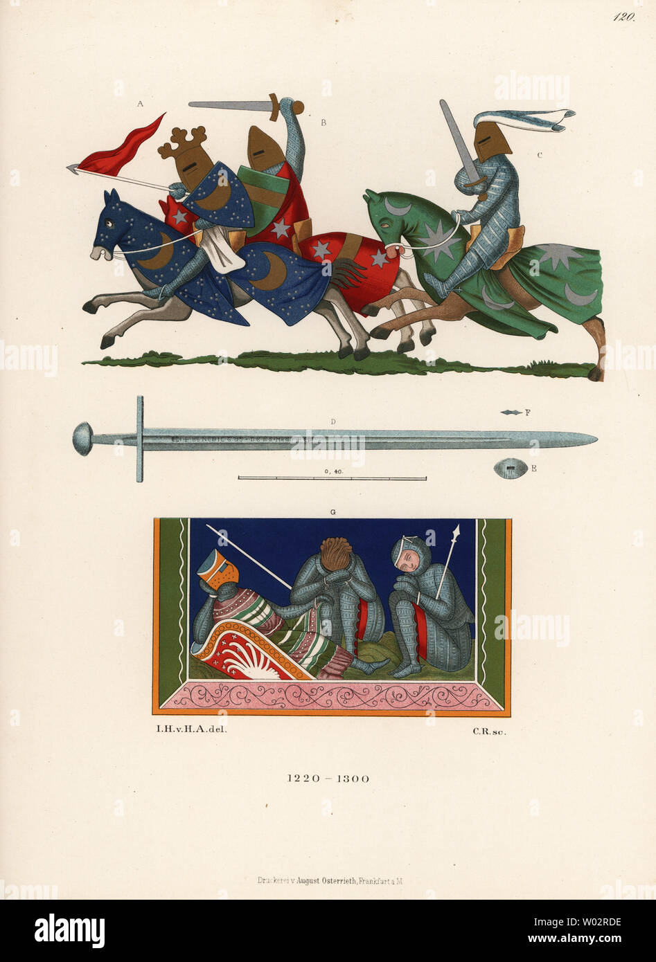 King Arthur and three knights slaying the heathen kings. The Fall of  Princes , abridged. England, S. E. (