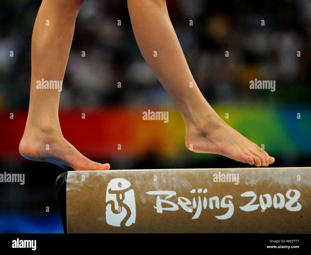 The footwork of USA's Nastia Liukin is shown during her performance on