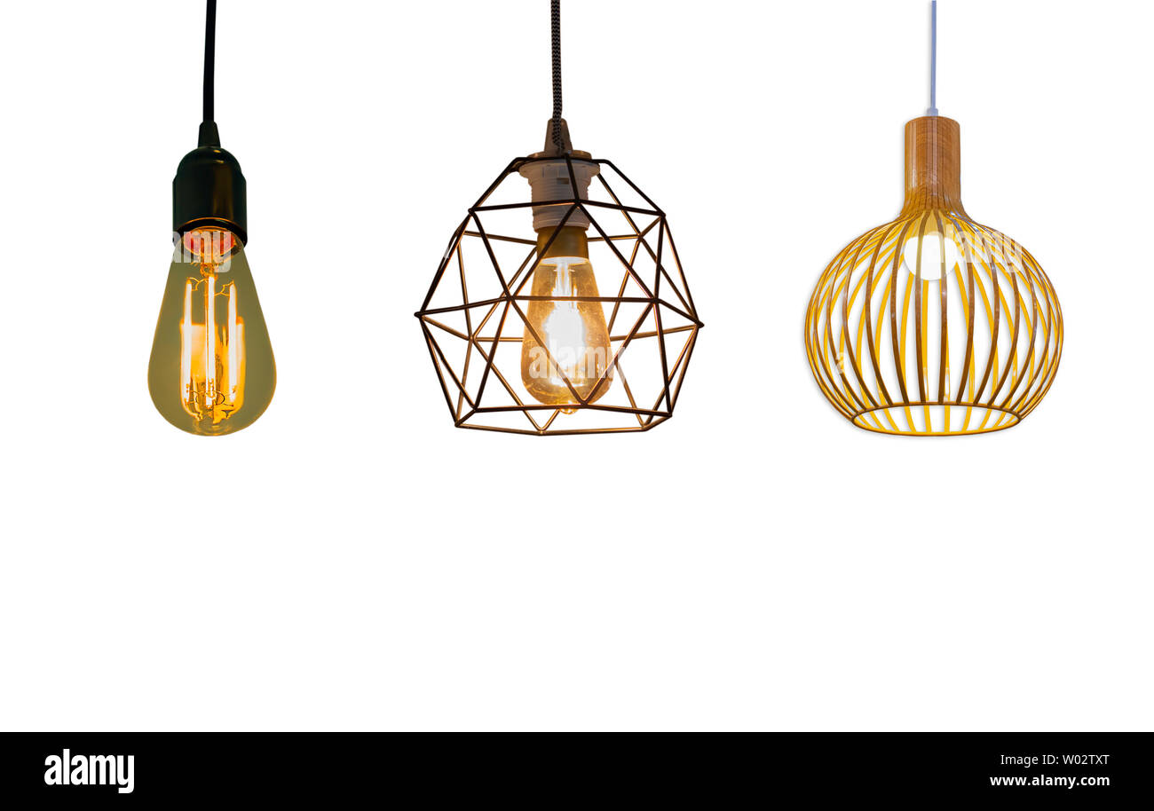 Isolated Round light bulbs  for illumination on a white background Stock Photo