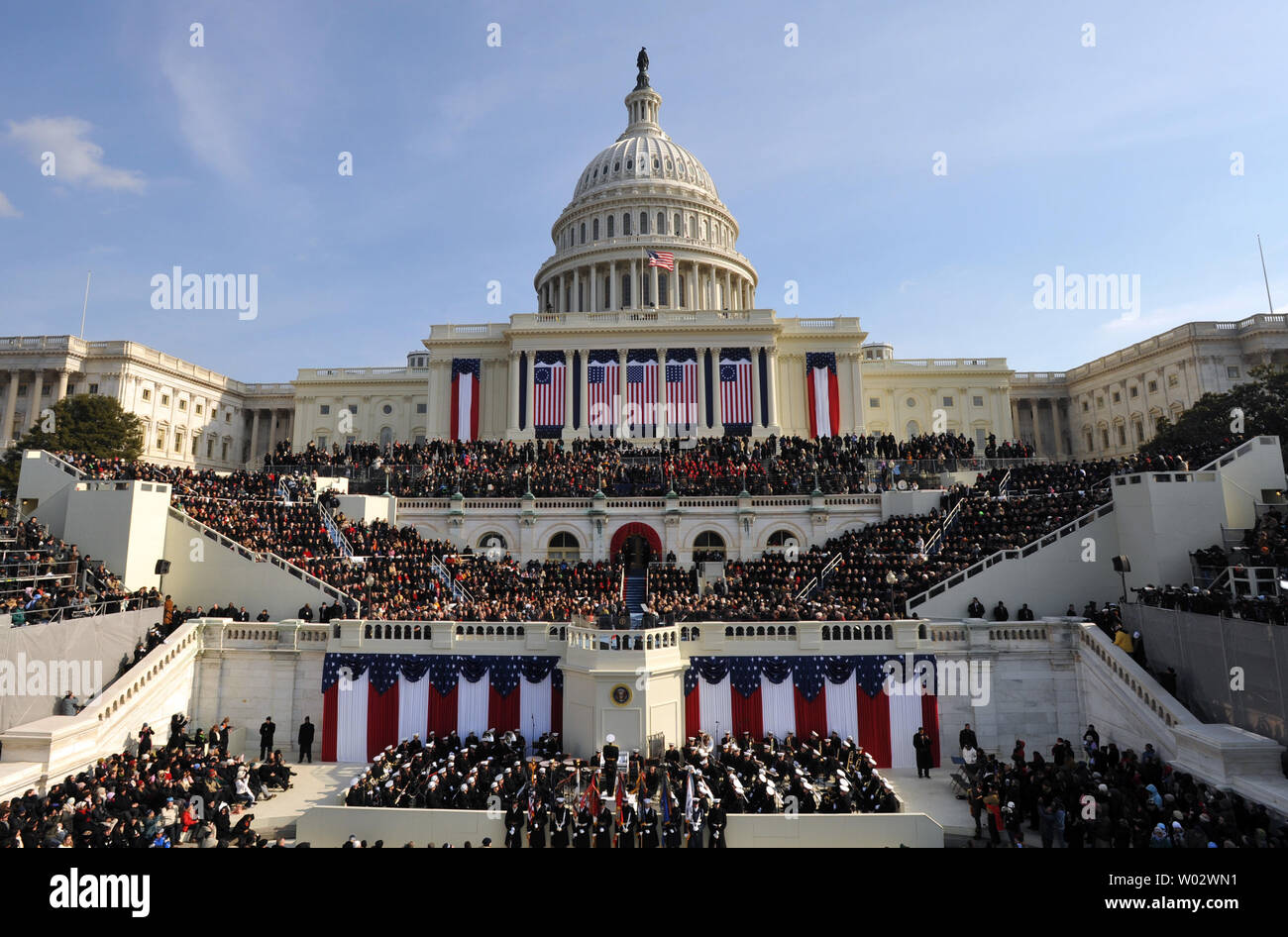 Barack Obama delivers his inaugural address after he became the 44th ...