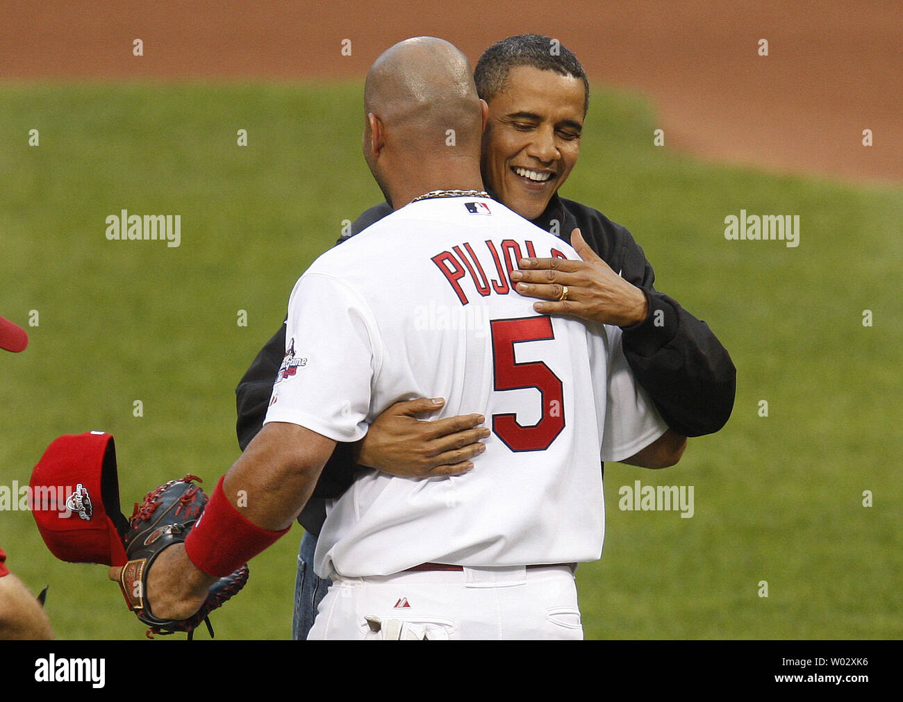 U.S. President Barack Obama gives St. Louis Cardinals Albert