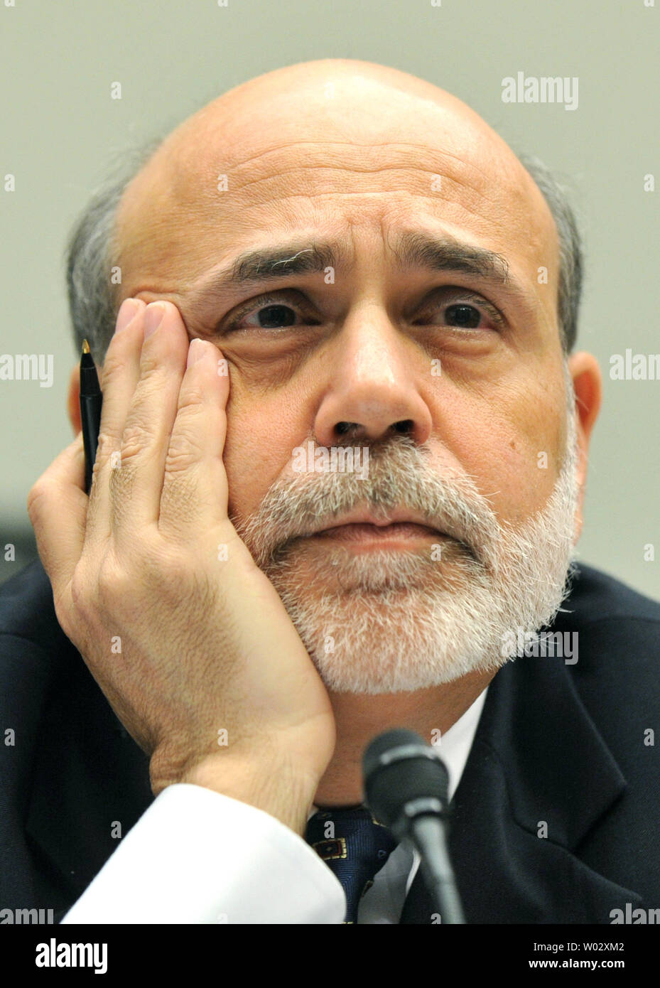 Federal Reserve Board Chairman Ben Bernanke testifies on the board's semiannual monetary policy report before the House Financial Services Committee on Capitol Hill in Washington on July 22, 2010. UPI/Kevin Dietsch Stock Photo