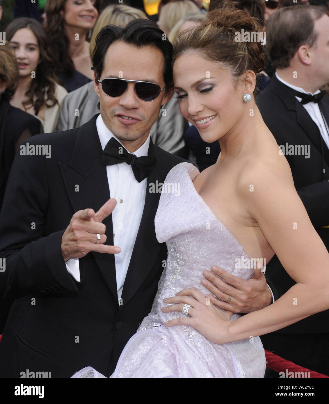 Jennifer Lopez and husband Marc Anthony arrive on the red carpet at the 82nd Academy Awards in Hollywood on March 7, 2010.   UPI/Phil McCarten Stock Photo